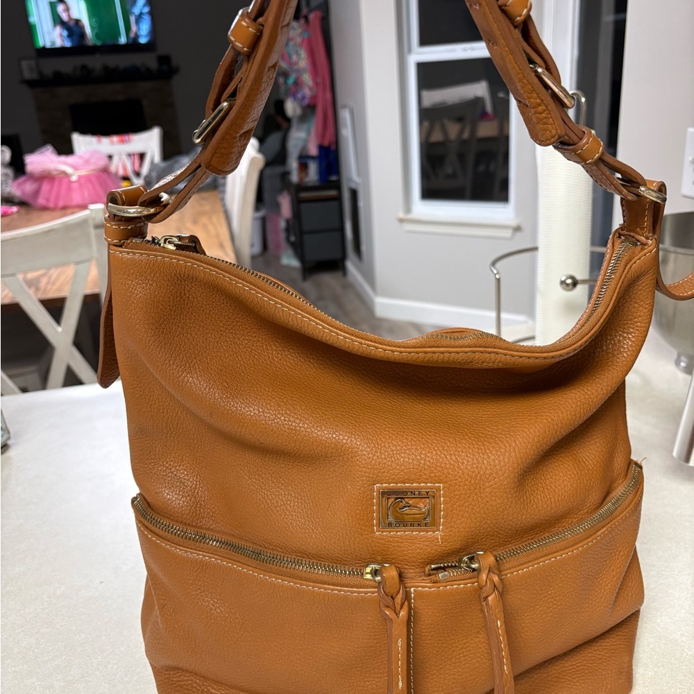 Dooney & Bourke Cognac Pebble Leather Shoulder Bag
